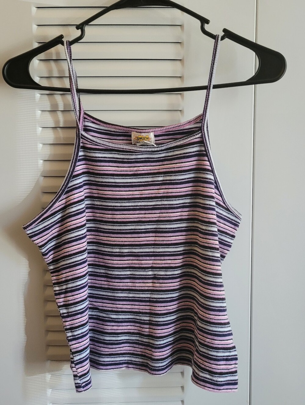 Striped Knit Cami Tank Top - Pink & Black - Picture 1 of 4